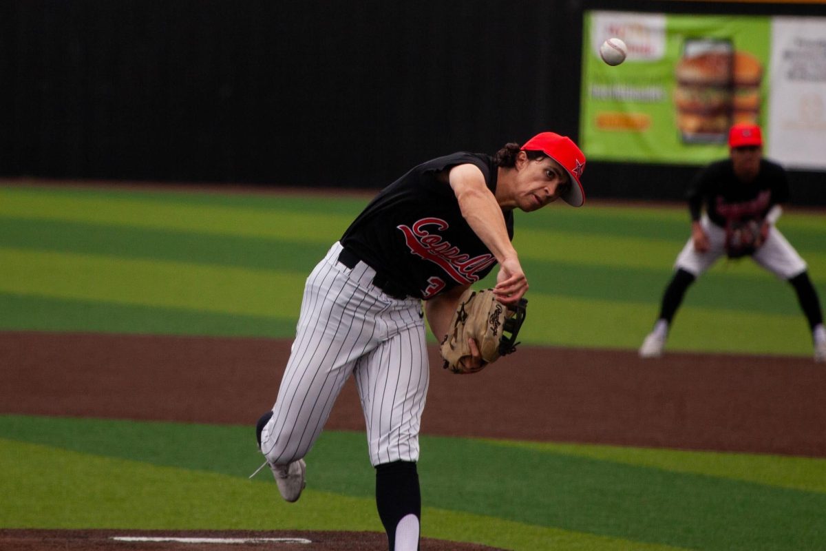 Coppell senior Davin Robert pitches against Rockwall during the [inning] on Saturday at Coppell ISD Baseball/Softball Complex. The Cowboys lost 5-4 against Yellowjackets.