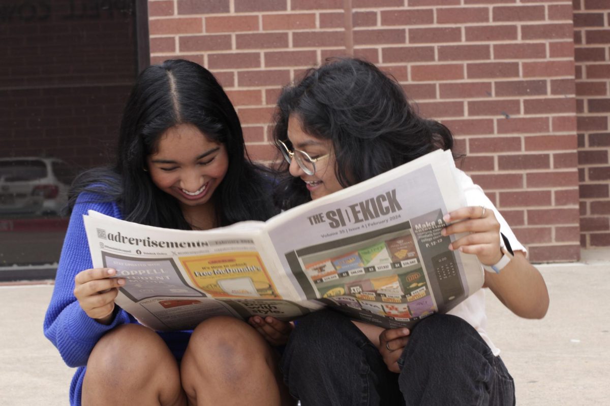 The+Sidekick+news+editor+Sahasra+Chakilam+commends+executive+design+editor+Avani+Munji+for+her+unwavering+resilience.+As+The+Sidekick+seniors+graduate+and+head+to+college%2C+juniors+and+sophomores+express+gratitude+for+their+contribution.