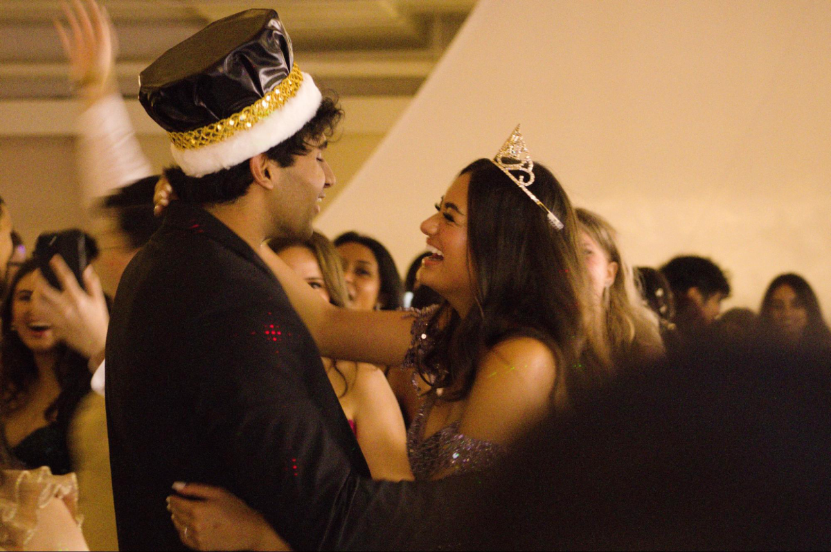 Coppell High School seniors Varun Ravilla and Gia Oswal dance to “Perfect” by Ed Sheeran after being named CHS 2024 Prom King and Queen. CHS 2024 Senior Prom at Dallas Market Center on April 27 was themed Midnight. 
