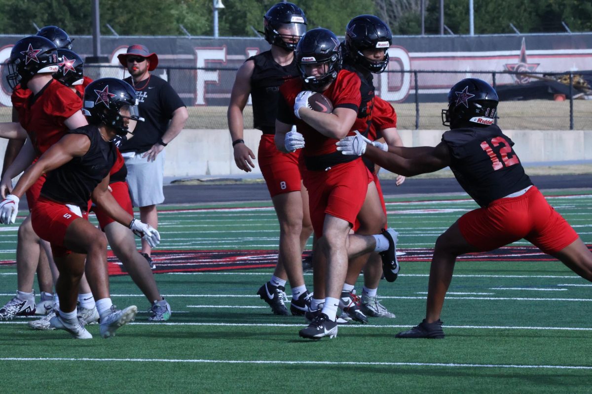 Coppell practices at Buddy Echols Field on Thursday in preparation for its first game. Coppell hosts Sachse at 7 p.m. on Friday at Buddy Echols Field.