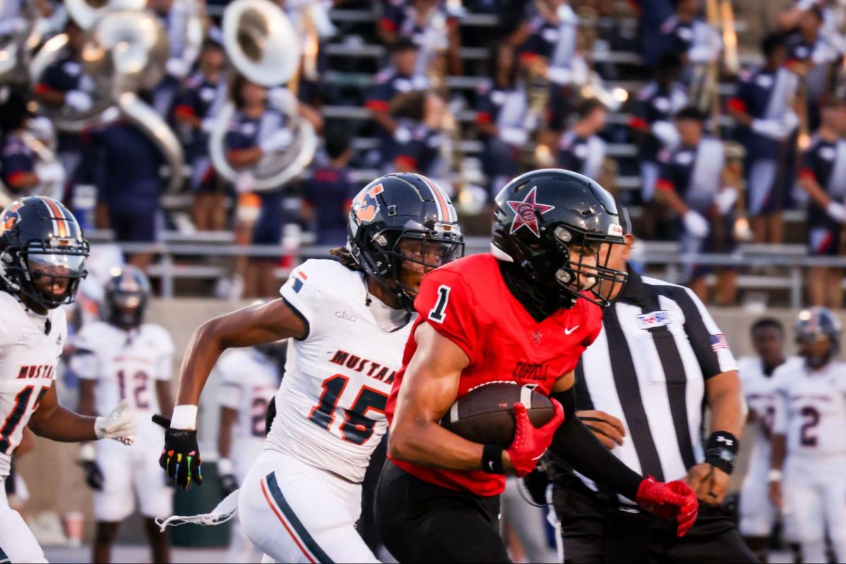 Coppell senior wide receiver Tucker Cusano sprints past Sachse on Aug. 30 at Buddy Echols Field.  Cusano plays a large role in the team’s offensive strategy and has verbally committed to Rice to further his educational and athletic career.