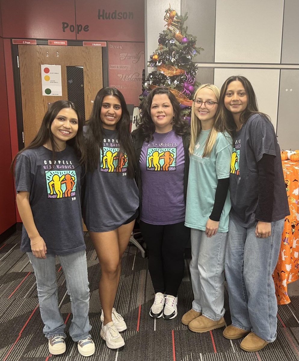 Coppell High School seniors Best Buddies secretary Christian Reyes, president Esha Patel, social media manager Railey Mathine, vice president Rhea Chowdhary and sponsor Courtney Pope are the new leadership of the Best Buddies Club. Best Buddies brings together students with and without disabilities, offering them opportunities to connect with their community, build friendships and make new connections.