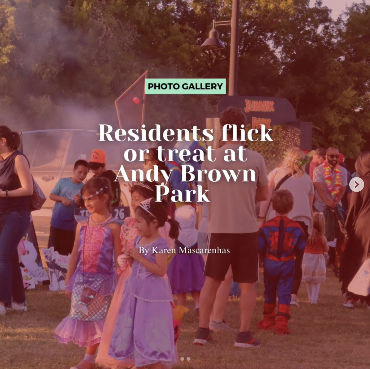 Residents flick or treat at Andy Brown Park