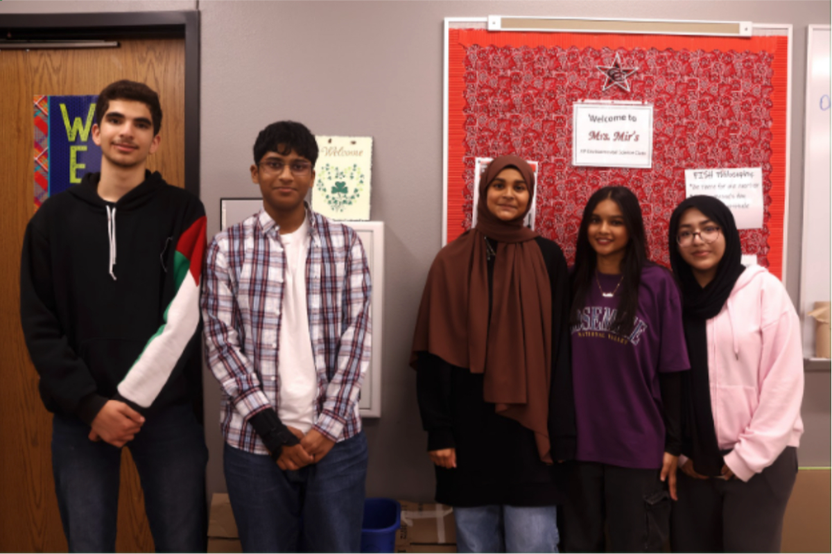 Coppell High School sophomore Mohammad Saleh, seniors Zaid Syed and Safiya Mohammed and juniors Ayesha Imran and Aisha Qamar leads the Muslim Student Association together. MSA works to uplift the Muslim community at CHS.