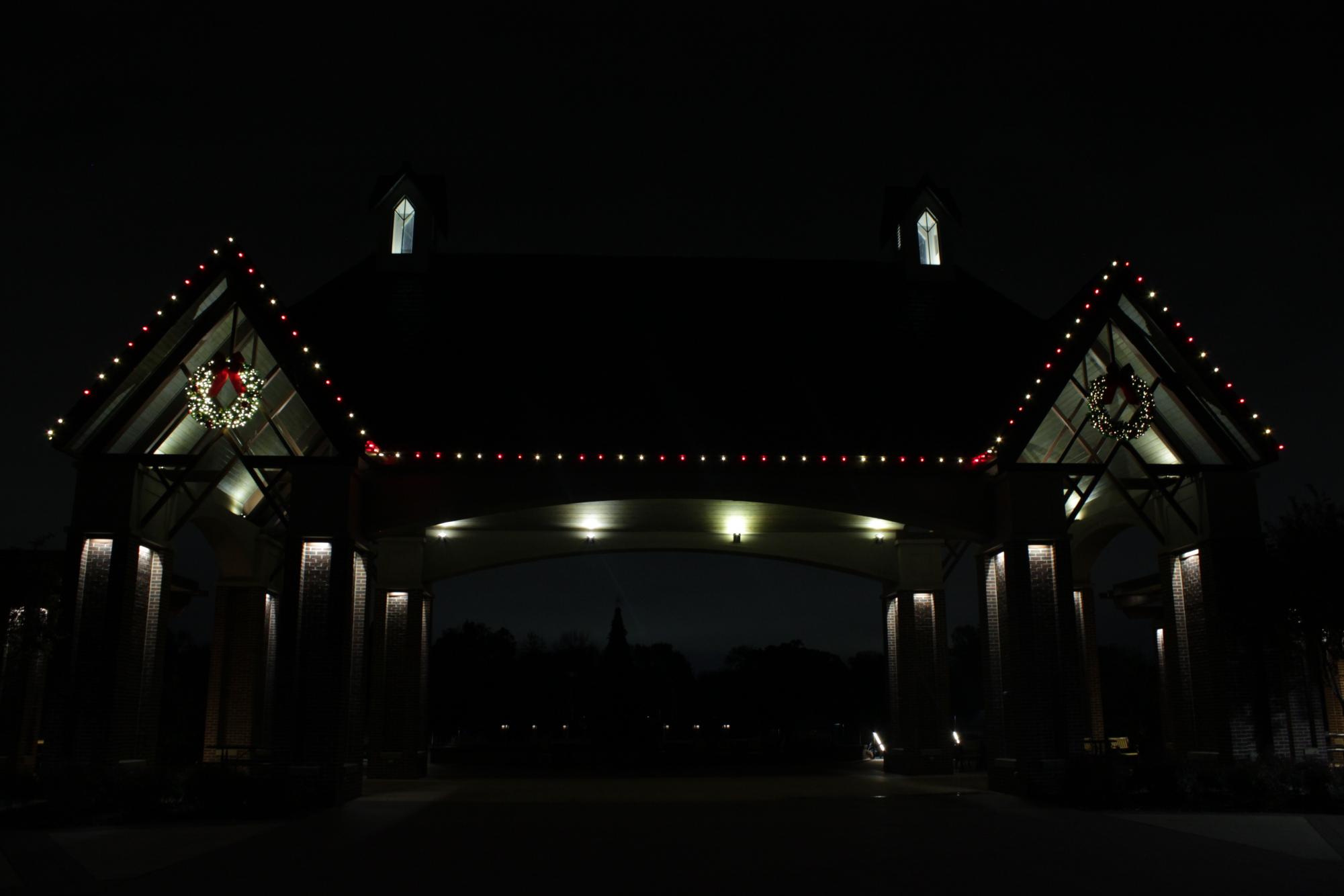 The pavilion in Andrew Brown Park East is decorated with lights and wreaths for Christmas. Coppell placed several decorations around the city to celebrate the holidays.