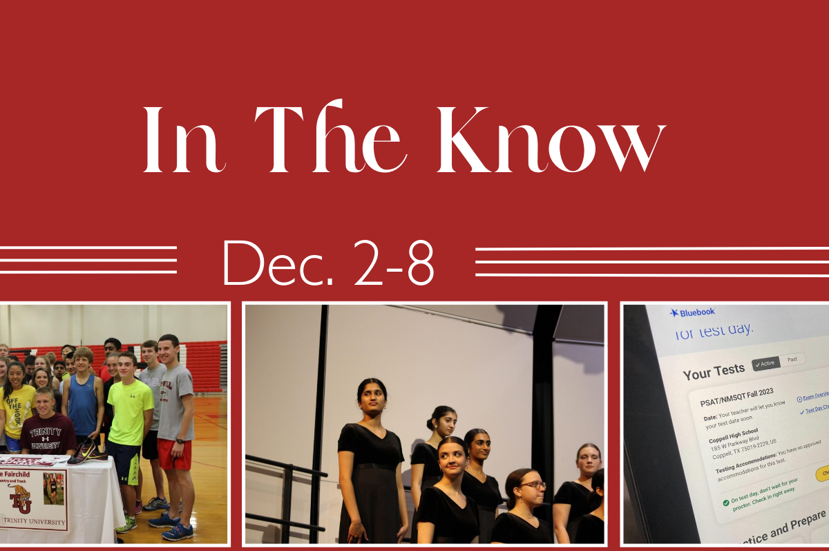 In the know is a series from The Sidekick detailing events involving Coppell High School and Coppell ISD happening this week. It will be posted every Monday for the remainder of the 2024-25 school year. Graphic by Yug Talukdar