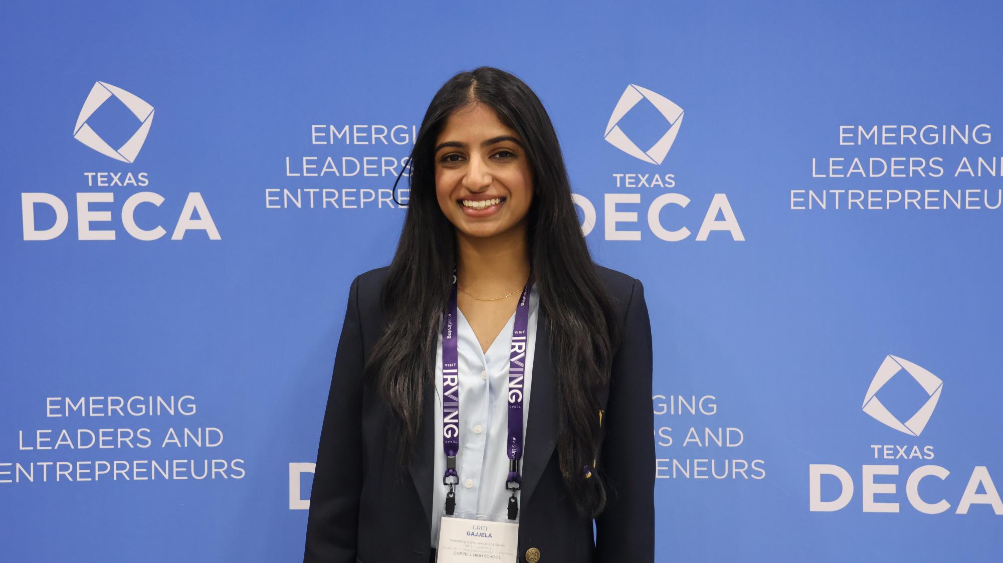 DECA District 11 president junior Driti Gajjela 2025-26