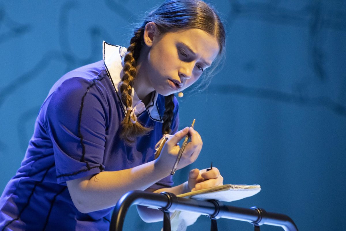 New Tech High @ Coppell sophomore Lena Gay, playing Matilda, realizes the power of her stories on Jan.16. The Cowboy Theatre Company presented Roald Dahl’s “Matilda the Musical” from Jan.17-19 and Jan. 23-25 in the CHS Auditorium.