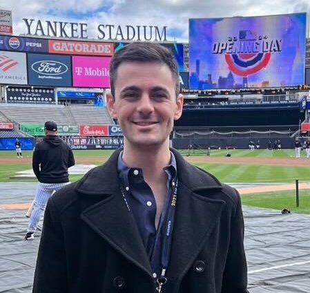 New York Daily News sports reporter Peter Sblendorio stands at Yankee Stadium on April 5 on Opening Day. A former staff member of The Sidekick from 2009-11, Sblendorio shares his journey in journalism. Photo courtesy Peter Sblendorio