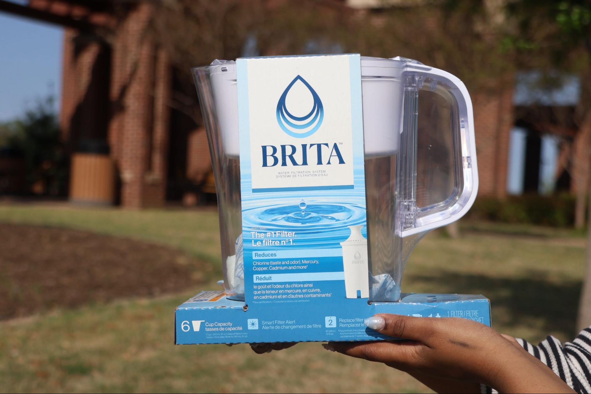 A portable BRITA water filter allows access to clean and safe drinking water in dorms. As Coppell High School seniors go to college, CHS9 editor Anvita Bondada recommends bringing an extension cord, BRITA water filter, first aid kit, handheld vacuum, portable fan and  backpack.