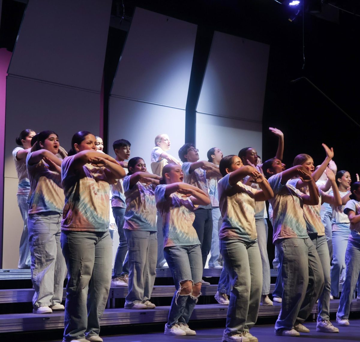 Vivace! performs “You Need to Calm Down” by Taylor Swift for its spring show “Lose Control” in Coppell High School Auditorium. This concert features various pop songs performed alongside Coppell Middle Schools East, West and North.