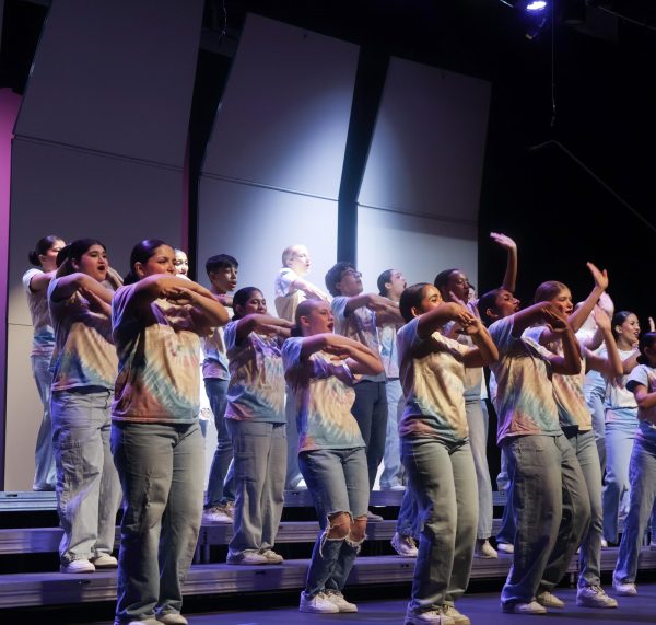 Vivace! performs “You Need to Calm Down” by Taylor Swift for its spring show “Lose Control” in Coppell High School Auditorium. This concert features various pop songs performed alongside Coppell Middle Schools East, West and North.