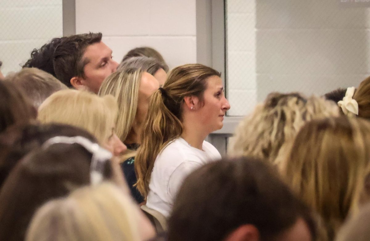 Teachers, parents, and the public listen during the town hall on Wednesday at Town Center Elementary School. The Coppell ISD Board of Trustees held a town hall to hear from the community regarding this issue prior to voting on the matter on Monday.
