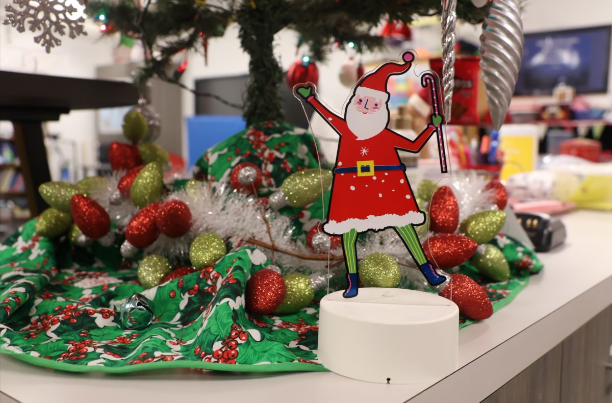 Mini figurines decorate the teachers lounge bringing Christmas spirit. Coppell High School rounds off the semester and gets ready for break by putting up holiday decorations.