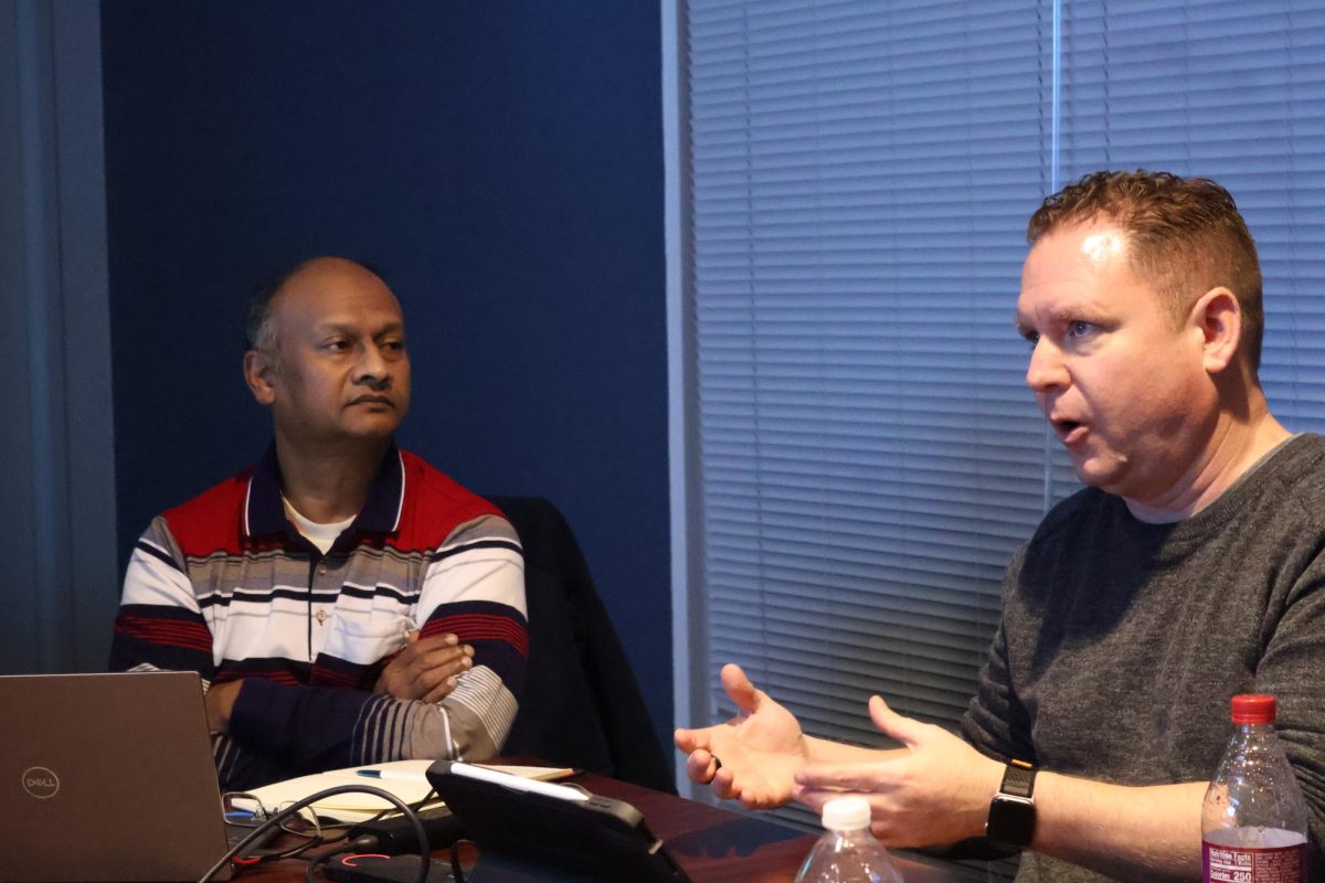 Coppell Smart City Board member Michael Cash discusses the benefits of Rainwater Harvesting Proposal at Monday’s meeting. The Smart City Board aims to save water, reducing long-term costs and supporting sustainable city growth. 
