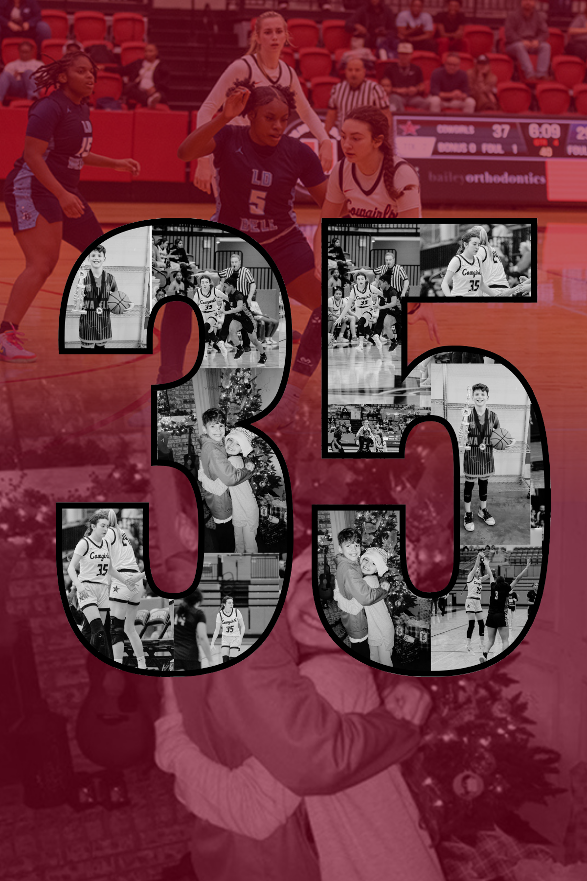 Before he died, Jaxon Campbell wore the No. 35 jersey — the same jersey that Avary Campbell wears now. Avary honors her late brother’s legacy by playing basketball for him. Photo illustration by Naila Ali