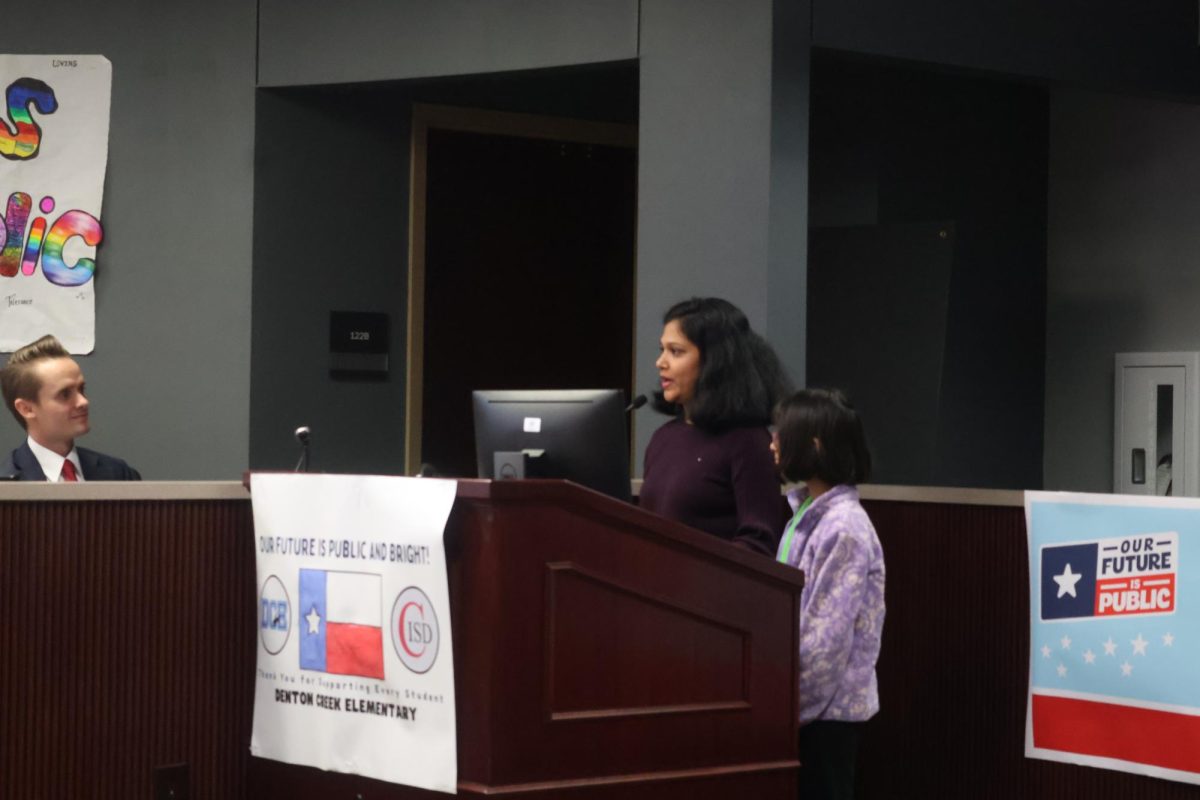 Valley Ranch Elementary School parent Jaya Kondubhatla urges the Coppell ISD Board of Trustees to reconsider the proposed boundary realignment on Monday at the Vonita White Administration Building. The board approved the boundary realignment and moving students to Mockingbird Elementary School.