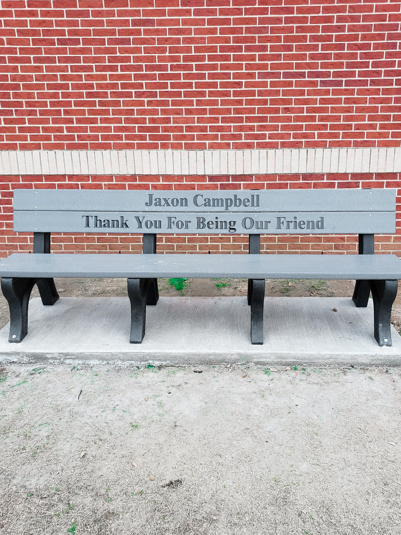 Austin Elementary School honors Jaxon Campbell with a bench outlooking where he used to play basketball. Avary Campbell honors her late brother Jaxon’s legacy by playing basketball for him. Photo courtesy Katherine Campbell