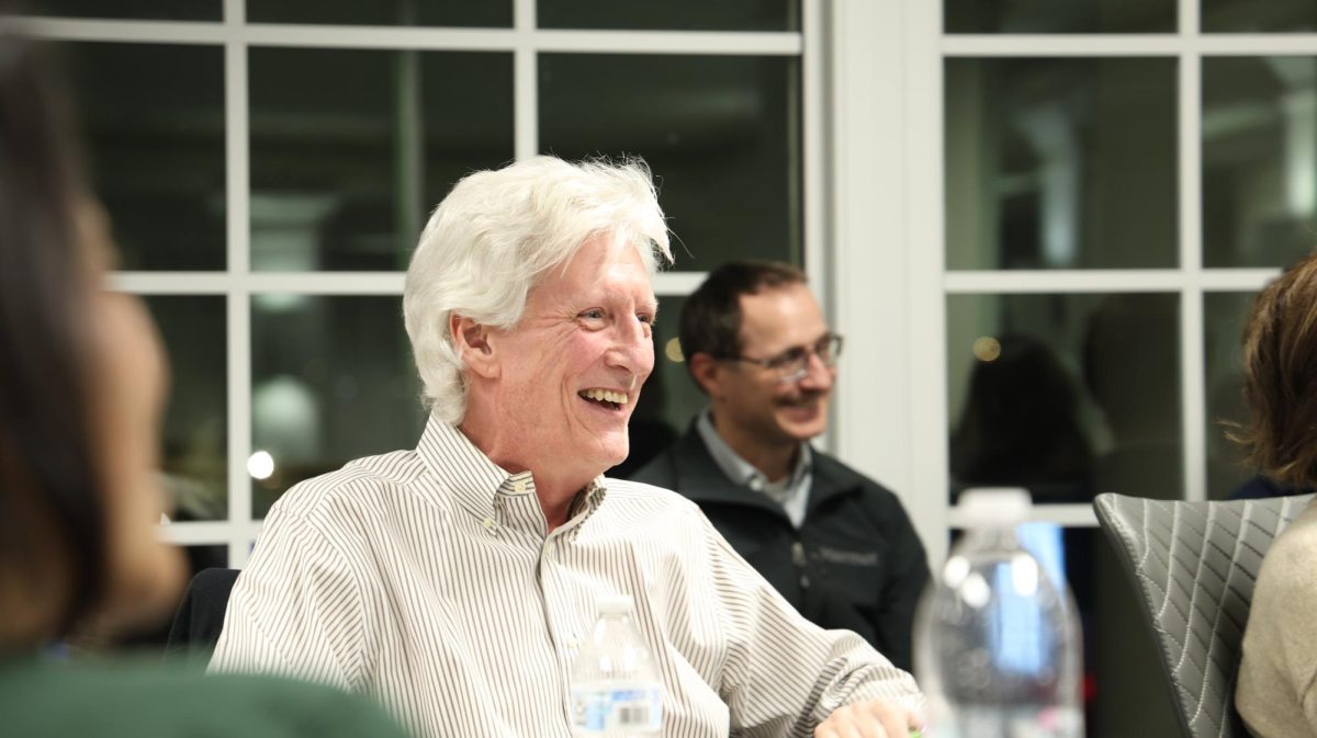 On Monday, vice chair Jeff Roller laughs at a comment made by member Edward Rose at the Coppell Parks and Recreation meeting. The meeting discussed park improvement projects at Magnolia Park and Pooch’s Bark Park, and community infrastructure at Cozby Library and Community Commons. 