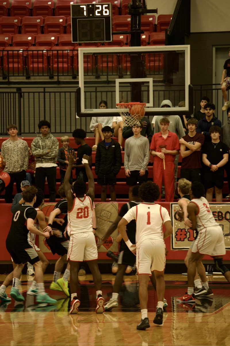 Coppell senior Levi Owira shoots a free throw during the second quarter Flower Mound Marcus at CHS Arena on Feb. 10. The Cowboys defeated the Marauders, 76-69.