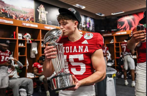 Indiana sophomore kicker Nico Radicic, a 2023 Coppell graduate, and the Hoosiers won the College Football Playoff National Championship against Miami, 27-21,  on Jan. 19 at Hard Rock Stadium in Miami. Radicic’s rise from Coppell to Indiana was nothing short of sacrifices, hard work and determination. Photo courtesy Tom Radicic