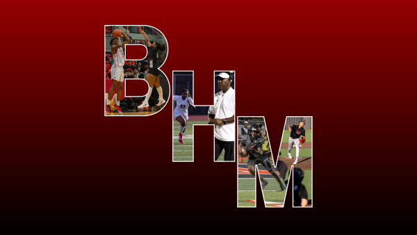 Various photos showcase Coppell High School's current African American athletic figures. For Black History Month, The Sidekick’s Reece Murry examines how Coppell athletes and coaches handle the stereotypes associated with Black excellence. Photo illustration by Prathi Tamara Sathish Kumar.