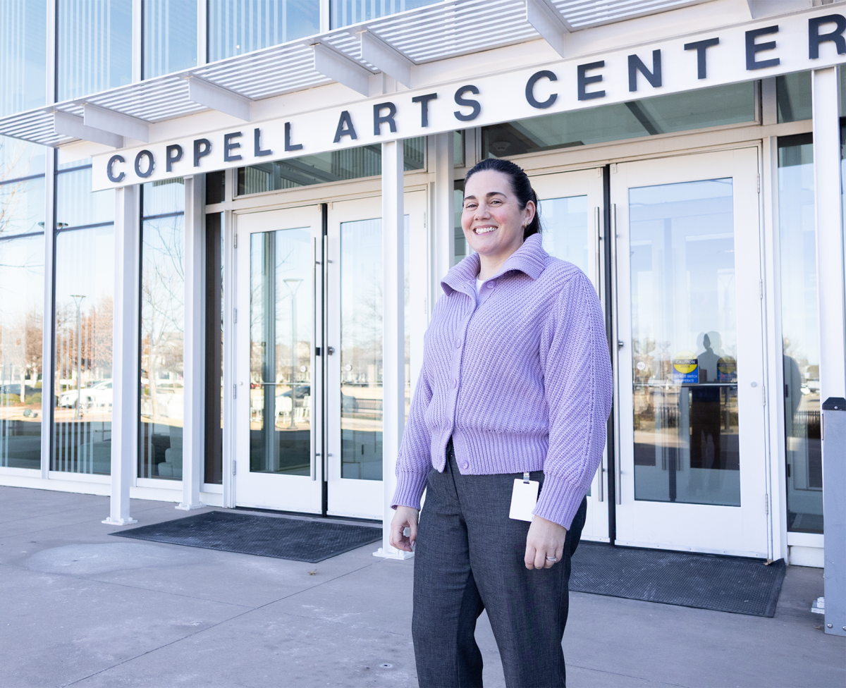 Coppell Arts Center managing director Ginene Delcioppo leads strategic and creative operations for local performances and events, working for the facility since its opening in 2021. With a degree in technical theatre, theatre design and technology from DeSales University, Delcioppo’s expertise will aid her transition into becoming the City of Coppell’s new chief communications strategist. Photo illustration by Caitlyn Concepcion and Neev Chickermane