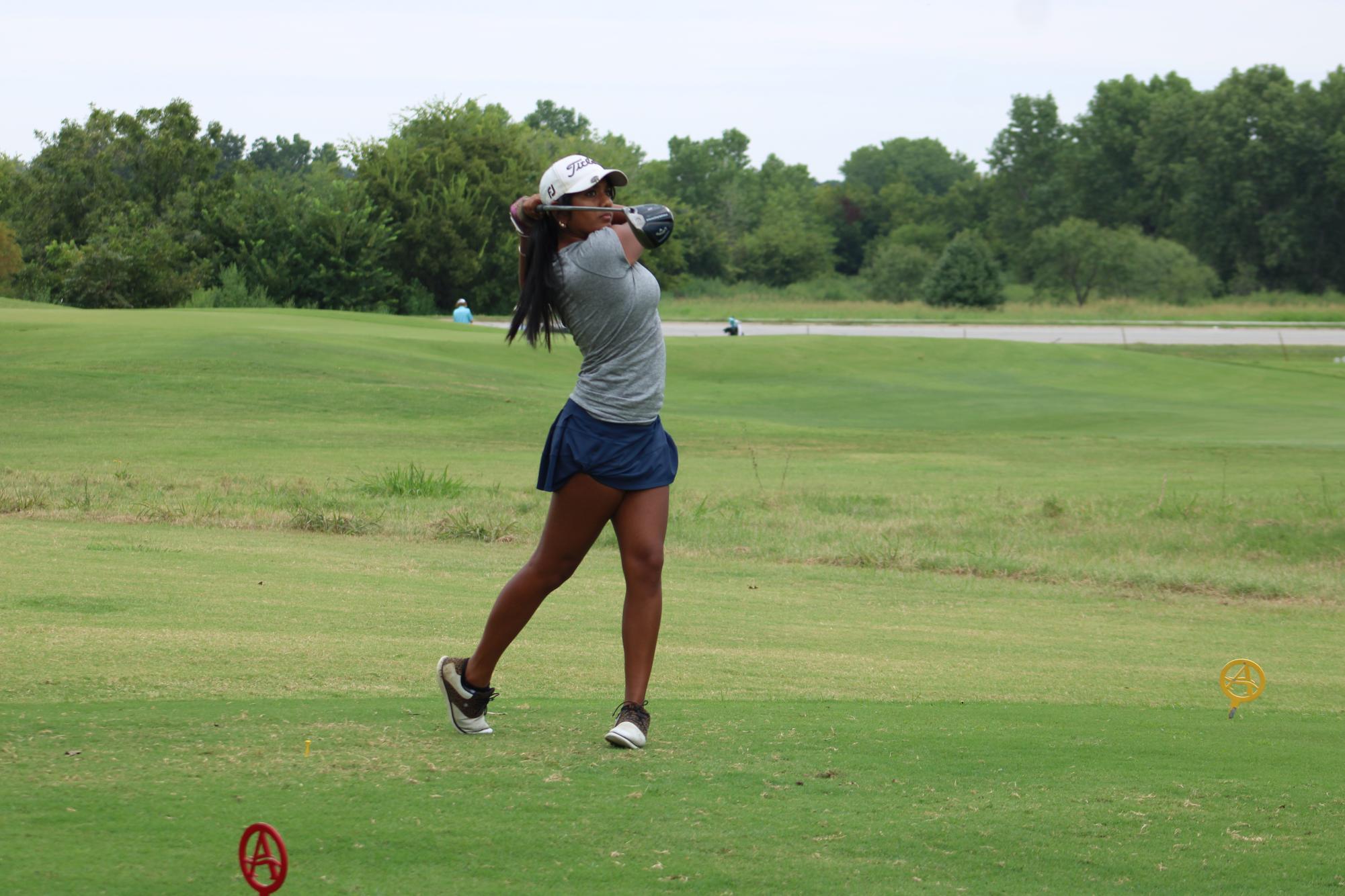 Coppell senior golfer Nethra Sheri practices at Hackberry Creek Country Club. Sheri signed to play Division l women’s golf at Northern Illinois University. Photo courtesy Nethra Sheri.
