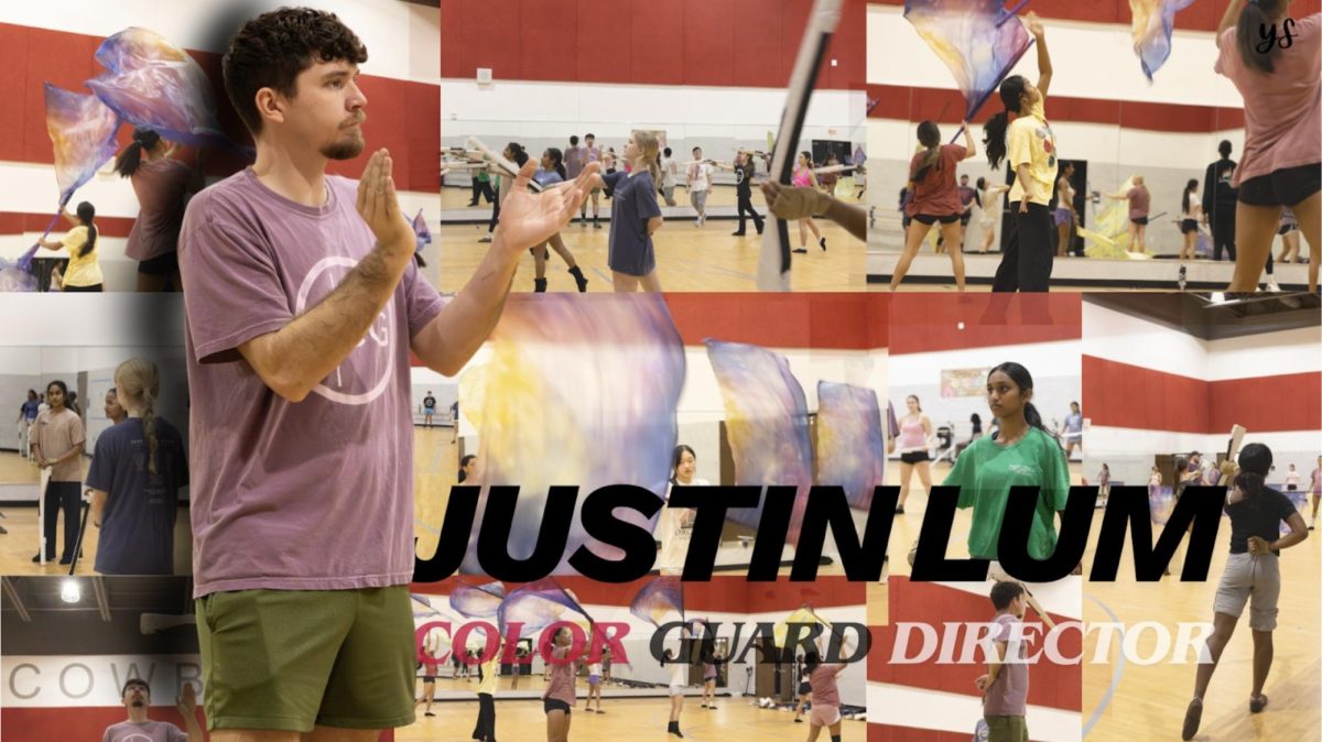 Color guard director Justin Lum has taught for eight years at Coppell. Lum helped Coppell Color Guard advance to finals at various winter guard international events and the WGI World Championship Virtual Finals in 2021. Photo Illustration by Yoshita Sanivarpu