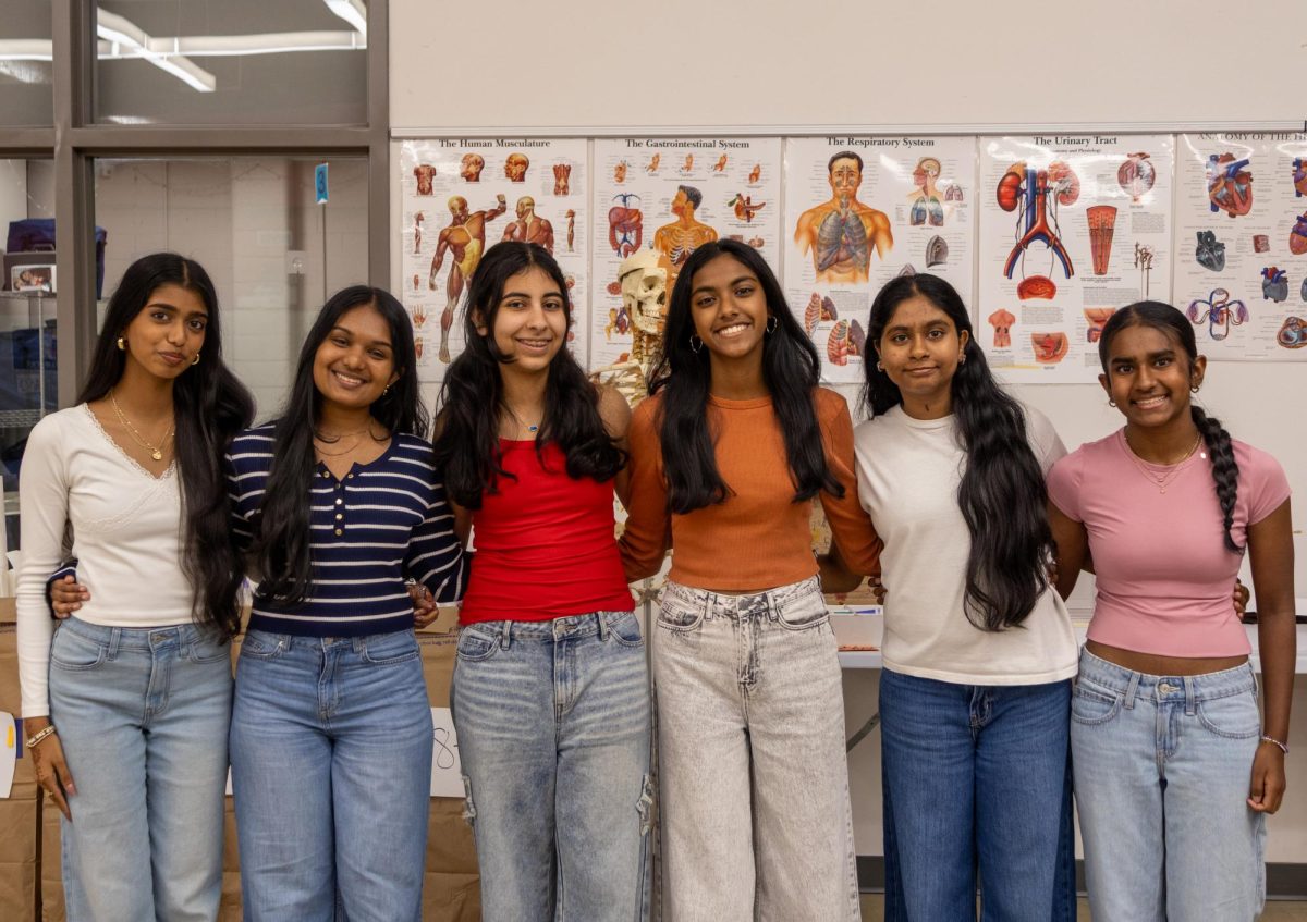 Executive outreach officer Sloka Vinoth, mission and programs director Neevi Viju, strategic partnerships director Tisya Wadhwa, operations and administration director Srinika Arun, operations and logistics officer Sruti Saravanan and digital marketing officer Maanvi Chilliveru are the leadership team of nonprofit Humming Hearts who advocate for cardiovascular health awareness. Humming Hearts promotes healthy lifestyles and distributes cardio care packages to underprovided individuals.