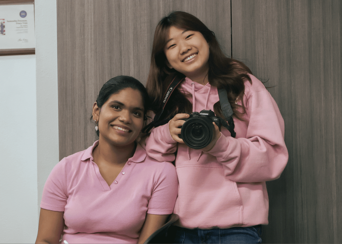 The Sidekick staff writer Prathi Tamara Satish Kumar appreciates staff photographer Eirene Park for her work ethic and personality.  Senior Send-off is a series of recognition for graduating Sidekick seniors. Photo illustration by Eirene Park and Naseeha Masood.