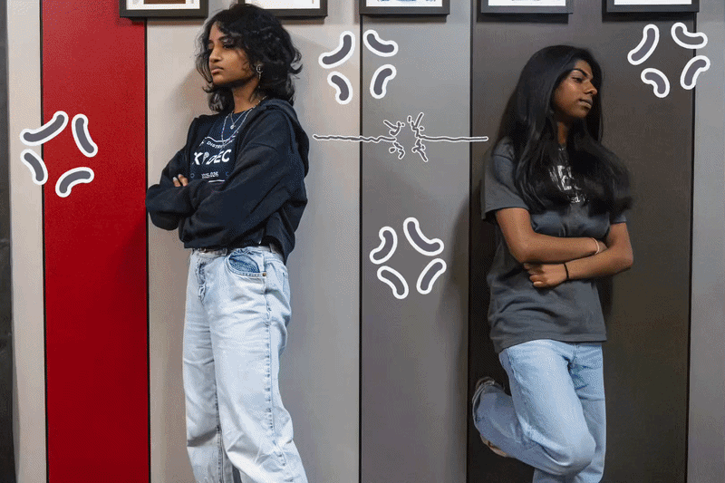 Finding the right people in high school can be challenging for many students. The Sidekick staff members Srithika Dasari, Nidhi Medicharla, and Elizabeth De Santiago advise freshmen on forming genuine relationships. Photo Illustration by Varshini Avula

